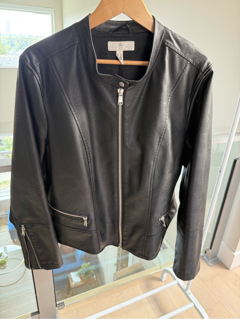 Addition Elle Black Faux Leather Zip Motorcycle Jacket